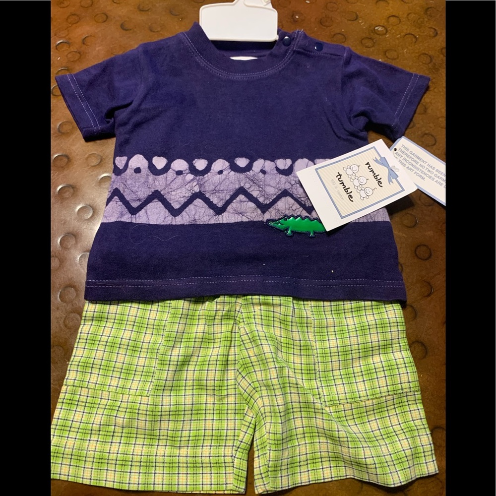 Boys Rumble Tumble 12 Mos Months Shorts set Alligator